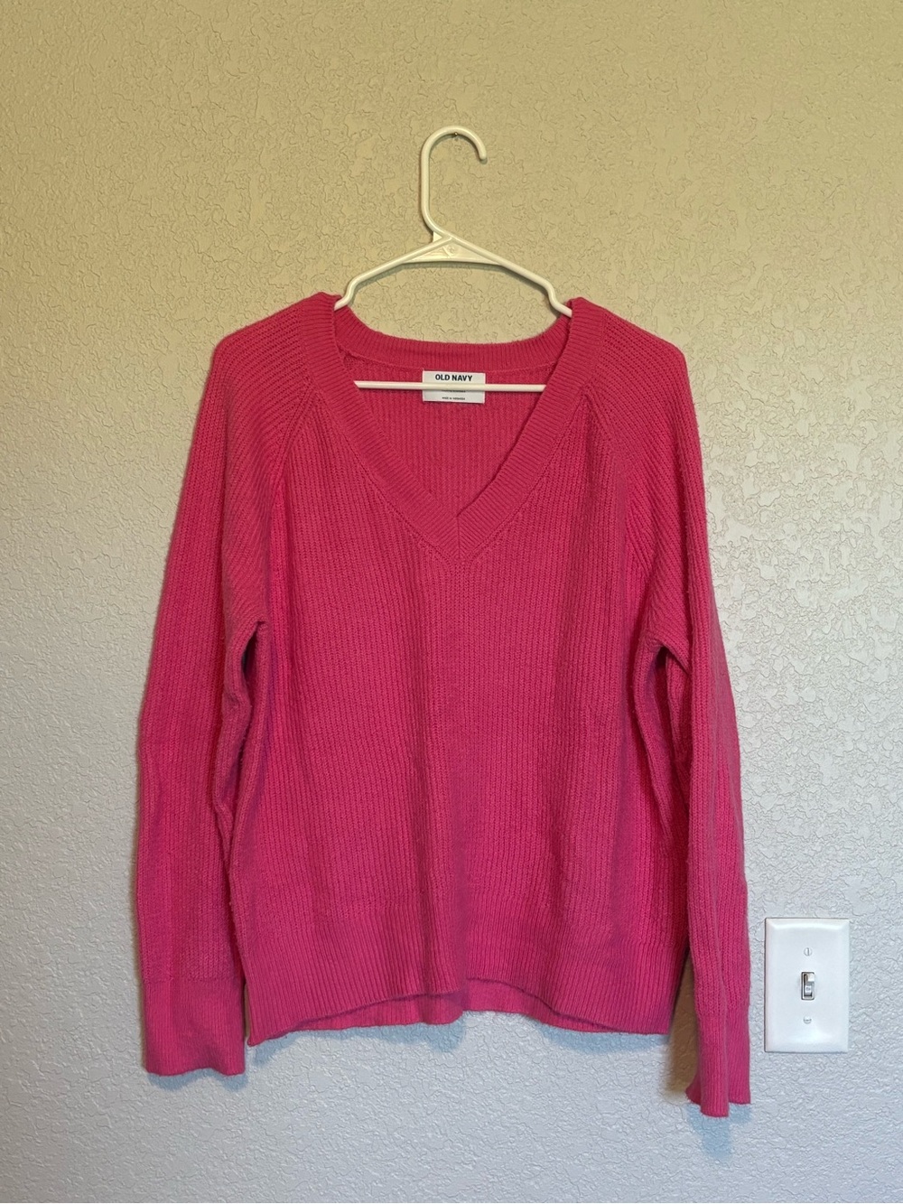 Old Navy Bright Pink V-Neck Sweater